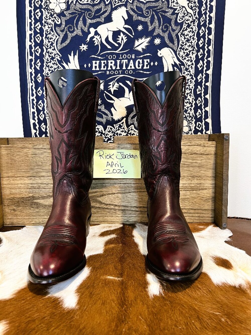 Lucchese 2000 Black Cherry Calf Cowboy Boots in Men's Size 11EE/11D
